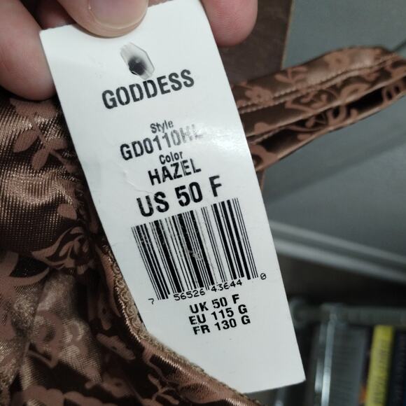 NWT Goddess Size 50F Hazel Brown Floral Satin Wireless Full Coverage Bra GD0110 - Picture 8 of 8